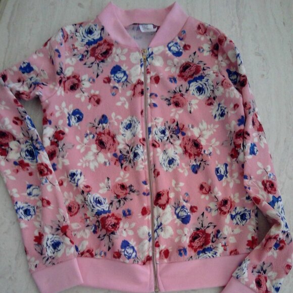 Girls floral lightweight zip up jacket - Picture 1 of 3